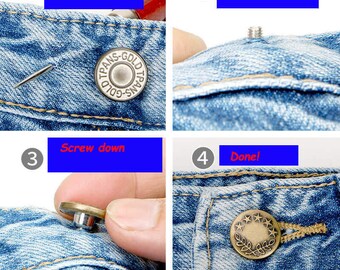 10Pcs Replacement Jeans Buttons No-Sewing Metal Button Repair Kit Nailless  Removable Jean Buckles Pants Pins Sewing Accessories
