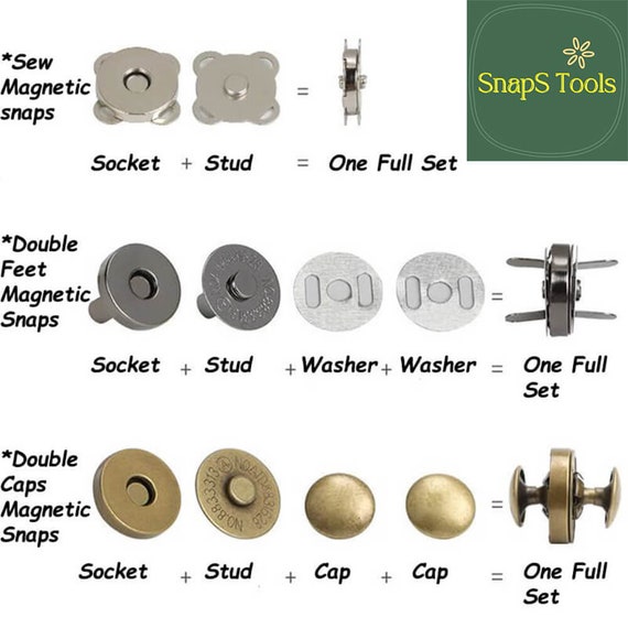 NO Sew Magnetic Snaps Clasps Fastening Handbag Closures Buttons Parts 10 14  18mm