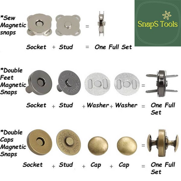 50 Ensembles Magnetic Snaps---Magnetic Snap Fermetures Magnétique Bouton Fermoir Snaps pour Coudre Craft Bags Cuir Magnétique Sac à Main Snap Boutons Boutons