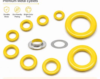 真鍮製ハトメ100セット：黄色、赤、緑の布製ハトメ