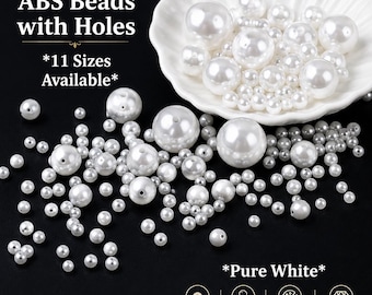ABS Pearl Beads with Holes, Round Beads for Jewelry Making, Sewing, Embroidery & DIY Crafts