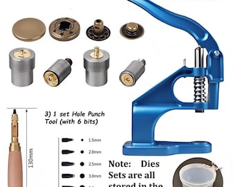 Hand Press Machine for Metal Snap Buttons, Snap Installation Kit with Dies & Hole Punch