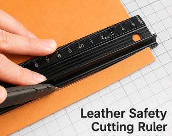 Leather Safety Cutting Ruler, Non-Slip Protective Straight Edge for Leathercraft