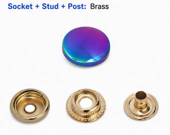 Rainbow Utility Spring Metal Snaps, Heavy Duty Snap Fasteners for Leather, Bags, Wallets, Clothing