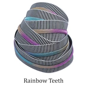 5# Nylon Zipper (Black & White Stripes)-Nylon Zippers Zippers for Sewing Crafts Nylon Coil Sew Zipper by Yard Bulk Zipper Tape Nylon Zippers