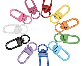 10 PCS Colorful Swivel Hooks--Bag Hardware Hooks Oval Ring Flat Buckle Lobster Clasps Swivel Hooks Handbag Chain Buckles Dog Chain Connector