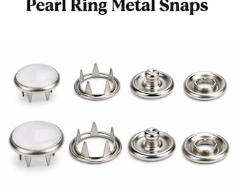 Brass Pearl Ring Snaps, Metal Press Stud Fasteners 9.5mm & 11mm