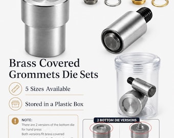 Brass Covered Grommets Die Sets, Leather Craft Eyelet Setting Dies for Hand Press