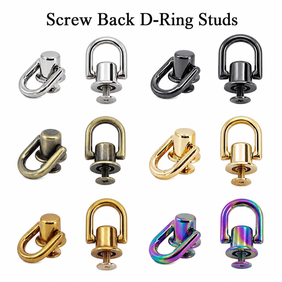 D Rings With Rivets Screw Back D Ring Studs, Bag Hardware D-ring Rivets for Leather Craft ...