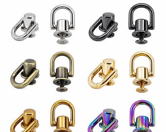 Screw Back D Ring Studs, Bag Hardware D-Ring Rivets for Leather Craft Handbags Straps Keychains DIY