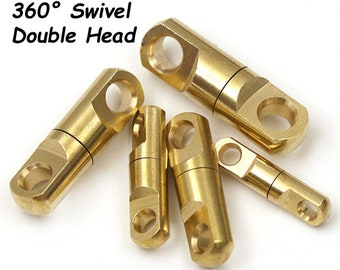 5 pcs Solid Brass Swivel Double Head Hook: Leather Craft Keychain Connector