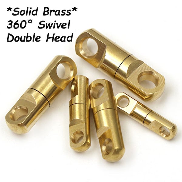 5 pcs Solid Brass Pivotant Double Head Hook---Swivel Head Connection Buckle For Leather Craft Key Ring Keychain Pivotant Hook Brass Connect Ring
