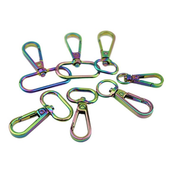 10 PCS Rainbow Swivel Lobster Clasps: Zinc Alloy Bag Hardware