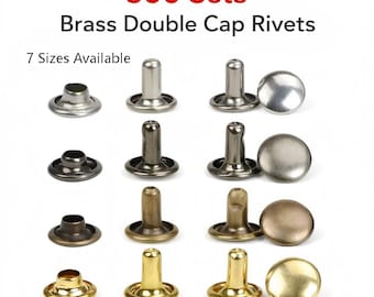 500 Brass Double Cap Rivets for Leather Craft – Leathercraft Rivet Sets, 7 Sizes