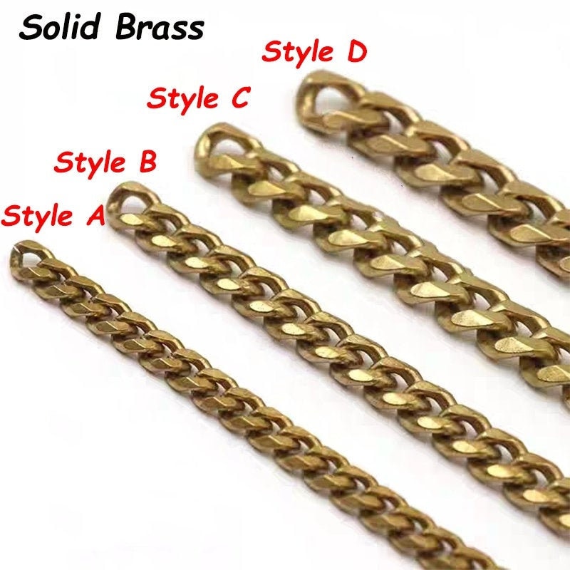 Curb Chain--Solid Brass--Flat Chain Strap Handbag Cuban Chains Accessories Purse Straps Shoulder Replacement Roll Chain Handbag Making Craft
