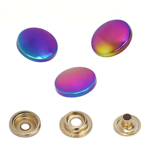 Rainbow Metal Snaps: Heavy Duty Fasteners for Leather - 20 Sets