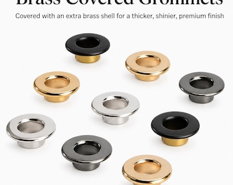 100 Sets Brass Covered Grommets, Eyelets for Leather Craft, Bags, Shoes & DIY Projects