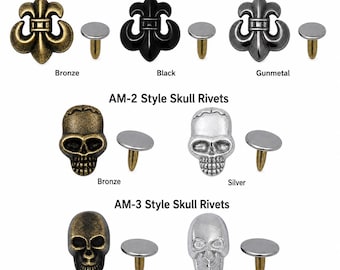 Skull Fleur De Lis Metal Rivets, Punk Leathercraft Studs for Bags, Shoes, Clothing