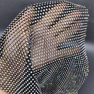 Tessuto di Rhinestone allungabile--Rhinestone Soft Stretch Mesh Tessuto Elastic Sequin Net Rhinestone Cutinestone Per Le decorazioni per le feste della borsa di abbigliamento