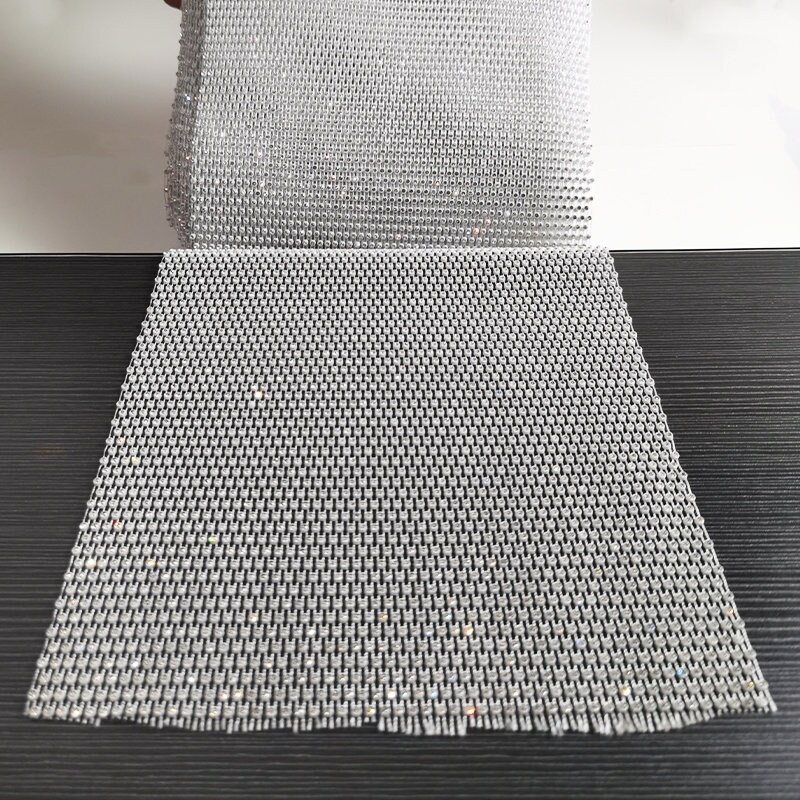 Mesh Rhinestone Fabric Crystal Elastic Net Hollow for Fancy Dress Dancewear  DIY