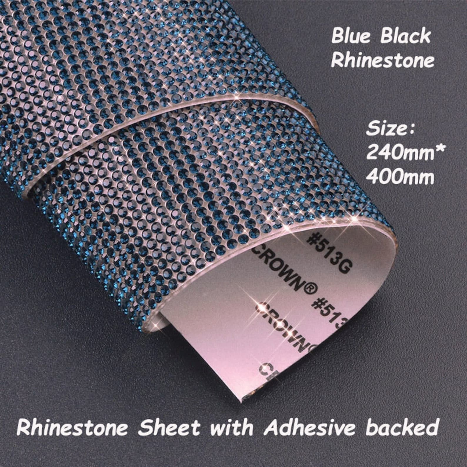 Rhinestone Sheet W Adhesive backedBlue Black Etsy