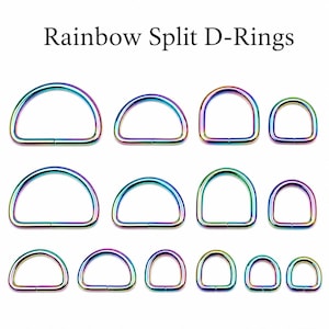 20 PCS Rainbow Split D-Rings, D Ring Connectors for Bag Straps, Key Fobs, Leathercraft Hardware
