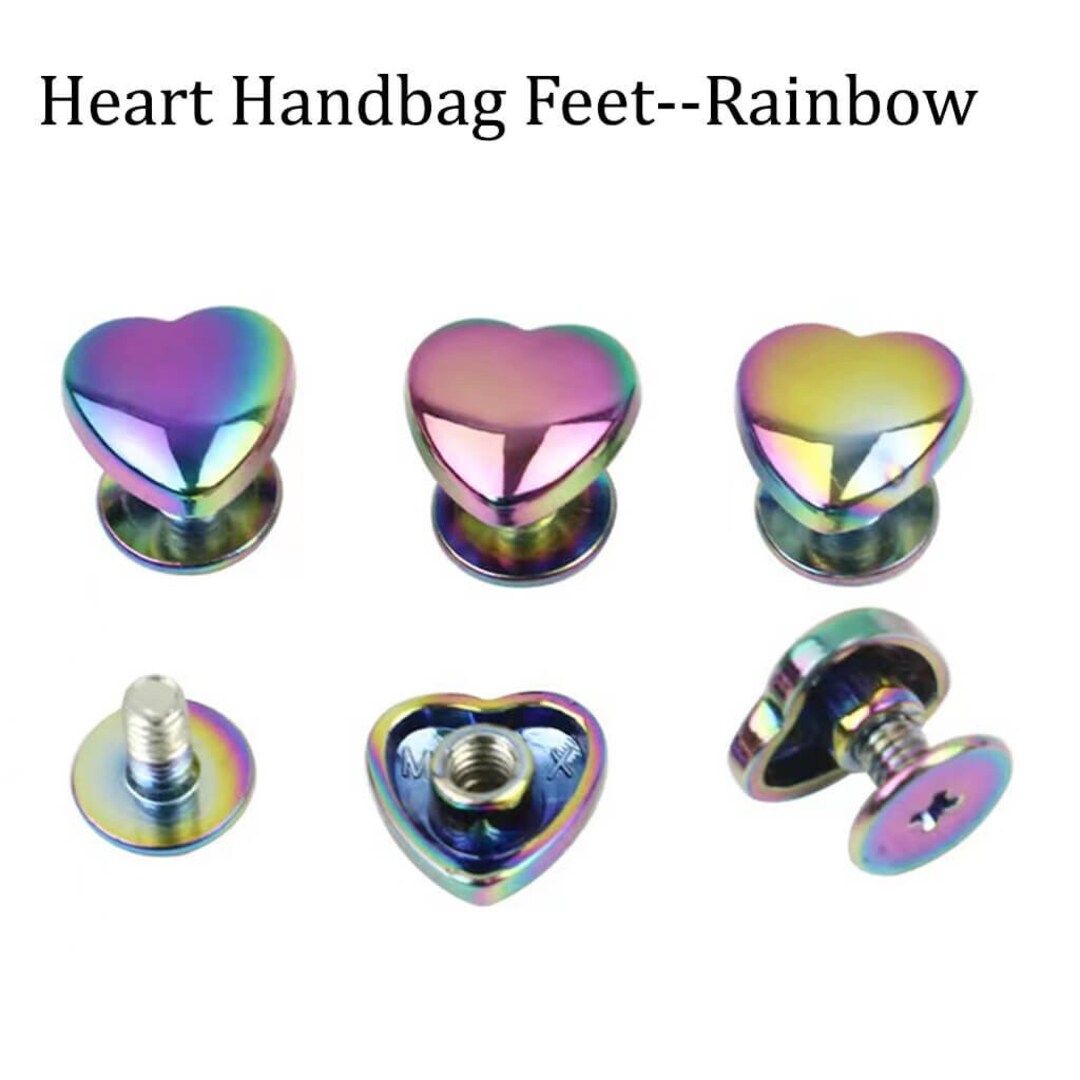 Rainbow Heart Handbag Feetrainbow Purse Feet Button Bag Hardware Heart