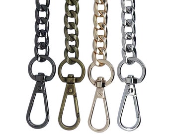 Metal Purse Chain Strap: DIY Handbag Accessory with Swivel Hooks