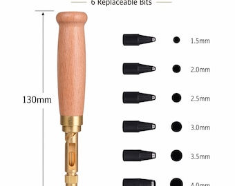 Japanse gereedschapsset voor het maken van schroeven voor Leathercraft, 6 vervangbare bits