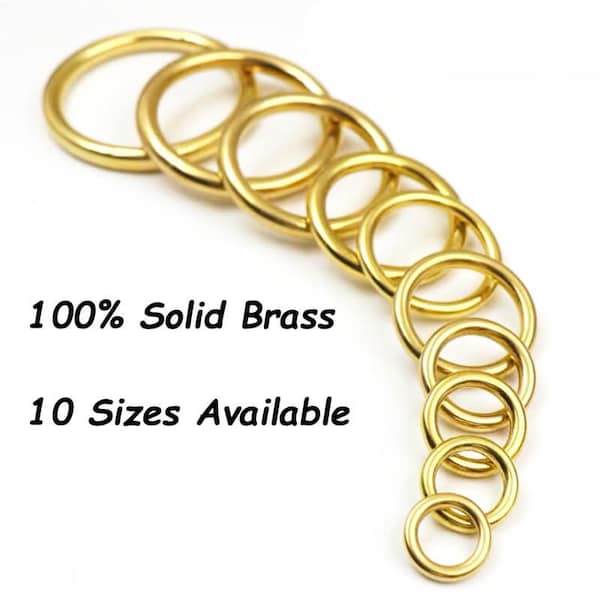 5 pcs 0-Rings--100% Solid Brass--Solid Brass O Ring for Straps Bags Belting Leathercarft DIY Non welded O Loops Seamless O Loop Non Welded