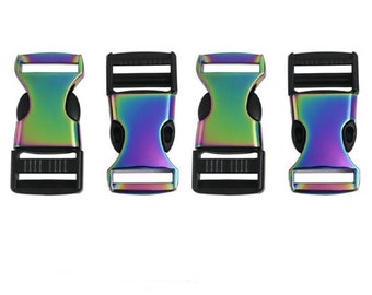 Rainbow Side Release Buckle (5 PCS): Plastic & Zinc Alloy, Adjustable