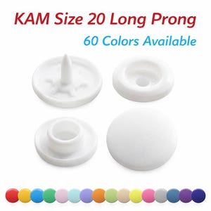 KAM サイズ20 ロングプロングプラスチックスナップ：厚手の生地に縫わずに使えるファスナー