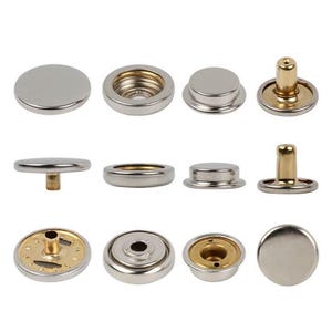 50 full sets of Double Caps Ring Metal Snaps (6 colors of 2 Sizes)--Heavy Duty Snaps For Leather Metal Snap Fasteners Snaps Snap On Fastener