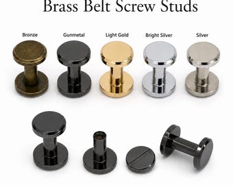 20 Sets Brass Belt Screw Studs, Chicago Screws for Leather Craft Bags Wallets Straps Collars Bookbinding DIY