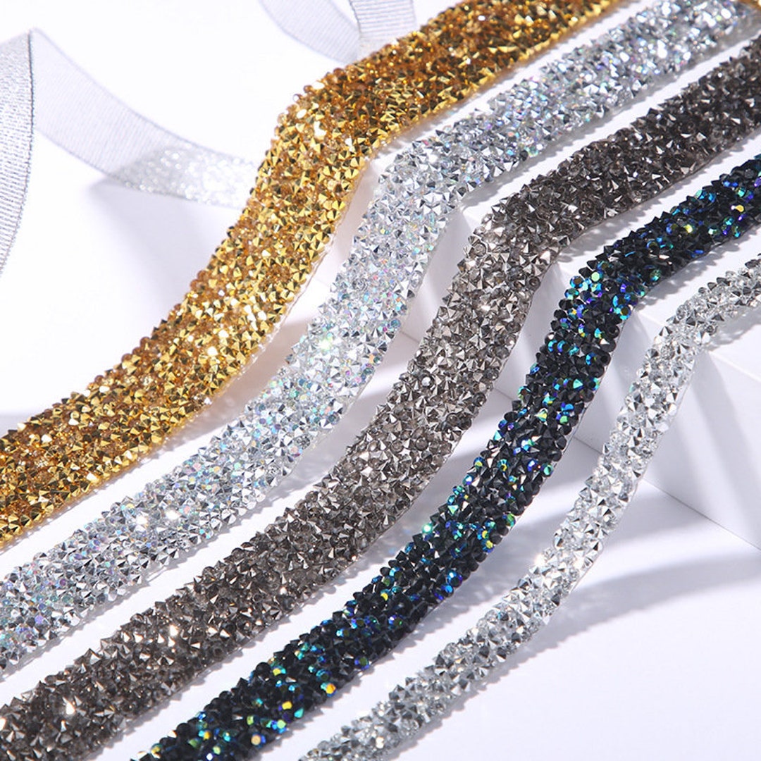 3Yards Multi-color Rhinestones Trim Set Glitter Crystal Ribbon