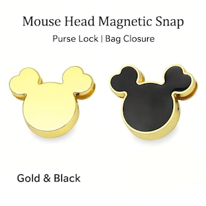 2 Full Sets Mickey Head Magnetic Purse Lock, Metal Bag Closure, DIY Handbag Hardware