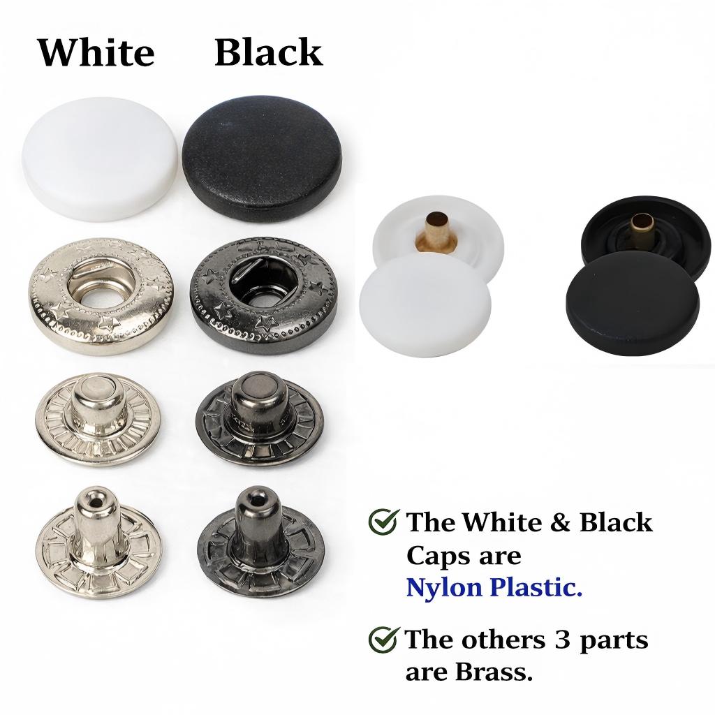 50 Sets Brass Fashion Spring Metal Snaps, Metal Snap Buttons for ...