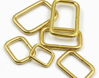 5 PCS Solid Brass Split Rectangle Buckle Rings: Bag & Belt Hardware