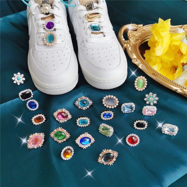 2 PCS Crystal Shoe Charms--Crystal Shoelaces Decoration Crystal Tag Crystal AJ1 Shoelaces Charms Diamond Charms Rhinestone Shoelaces Charms