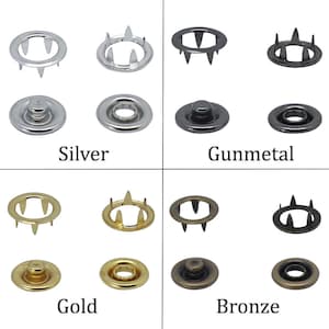 50 Sets Brass Material Open Ring Metal Snaps-Eco-Friendly Brass Press Stud Snap Popper Snaps Fasteners Prong Ring Snap Fastener No Sew Snaps image 2