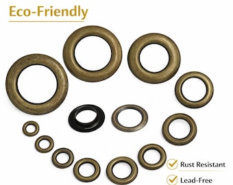 100 Sets Bronze Brass Grommets, Metal Eyelets for Leather & Fabric, 13 Sizes Grommet Fasteners