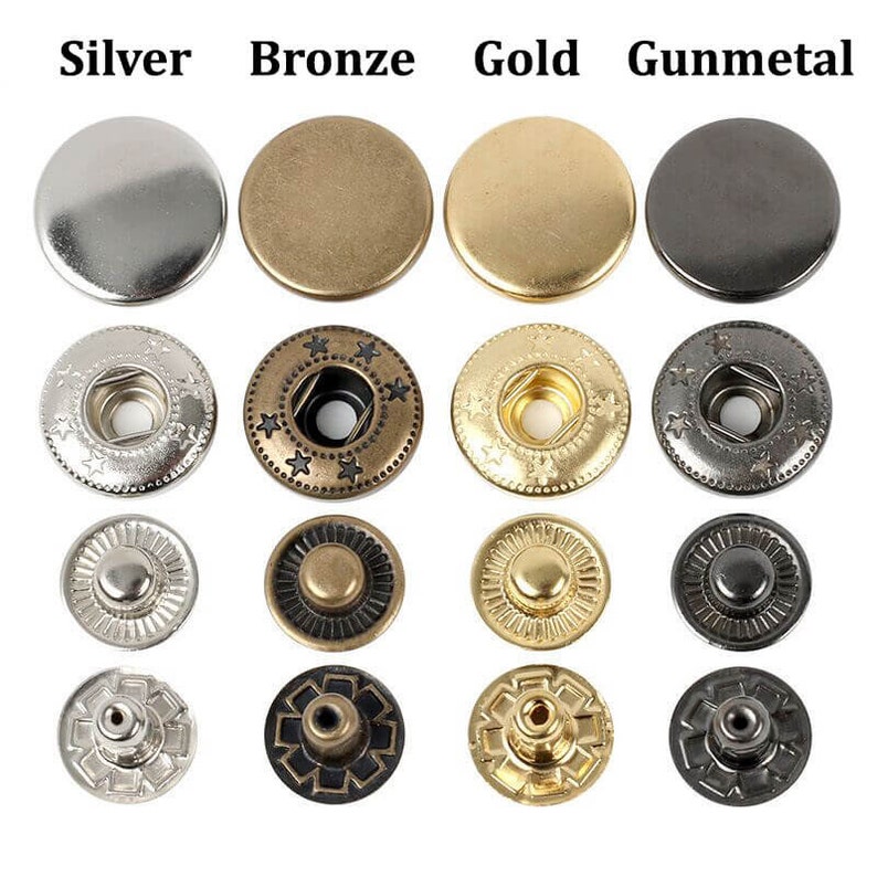 Fashion Spring Metal Snaps Dies Sets10mm,12.5mm,15mm,17mmHeavy Duty Snaps For Leather Snaps Button Metal Snap Fasteners kit Snap Buttons image 3