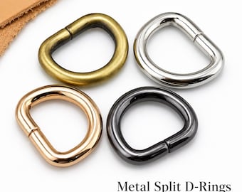 20 stuks metalen gesplitste D-ringen, D-ringconnectoren voor tasriemen, sleutelhangers, Leathercraft-hardware