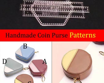 Handmade Coin Purse Patterns (Pattern #: XKB-787)--Acrylic Template Leather Pattern Leather Pattern Leather Template Coin Purse Patterns DIY