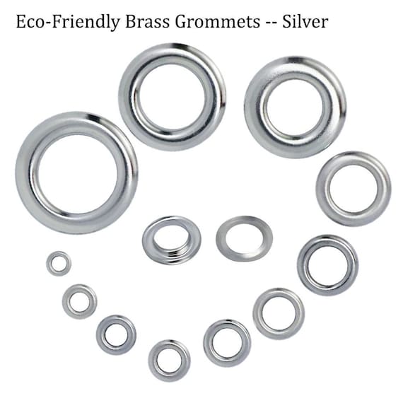 50 Sets Grommets// Silver //eco-friendly13 Sizesbrass Grommets for Fabric  Grommet Kit Eyelet Fasteners Eyelets for Clothing Tools 