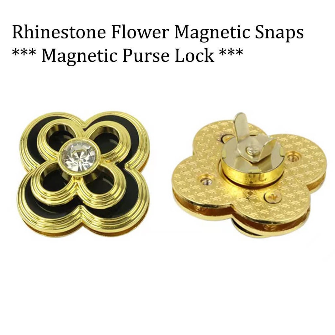 Strass Blume Magnet Druckknöpfe Magnet geldbörse Geldbörse Locken Locken  mit Magnet Snap Charm Blume Beutel Verschluss Magnetknöpfe Organizer -  .de