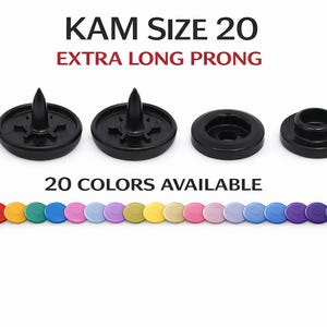 400 KAM plastic drukknopen – maat 20, extra lange steker, 20 kleuren
