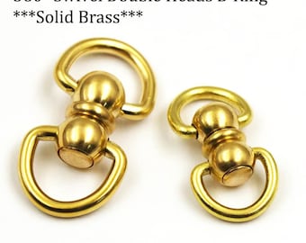 5 PCS Swivel Double Heads D-Ring Solid Brass Pocket Watch Swivel Double D ring connector Chain Buckle Leathercraft DIY Accessories D Rings