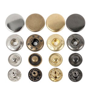 50 Sets Brass Material Fashion Spring Metal Snaps---Leatherworking Snap Buttons Metal Snap Fasteners Kit Leather Snaps Heavy Duty Snaps Kits