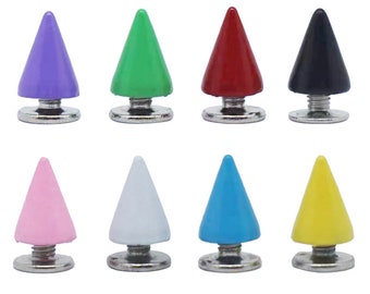 Colorful Bullet Punk Spikes---Leather Crafts Screw Punk Studs Bullet Cone Spike Stud Metal Screw Rivets Punk Stud Cone Rivets Screw Punk